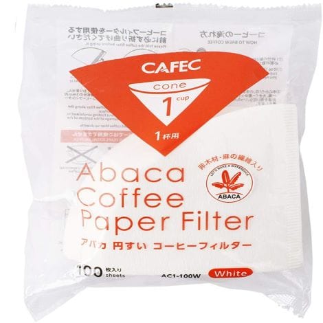 Kafeido Accessories Cup 1 Abaca cone-shaped paper filter- 100pc (White)