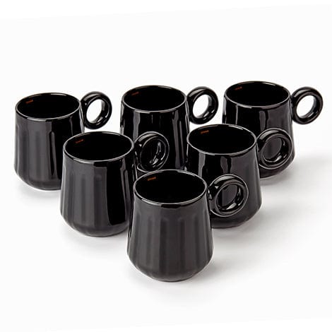 Shaze Accessories Coffee Mug- Black (Set of 6)