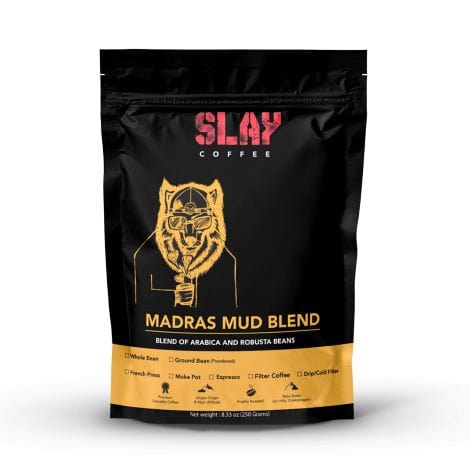 Slay Coffee Ground And Whole Coffee 250 grams SLAY Coffee Madras Mud South Indian Style Filter Coffee Powder | Blend of Arabica and Robusta Coffee | NOT Instant Coffee