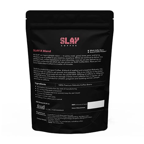 Slay Coffee Ground And Whole Coffee 250 grams SLAY Coffee Robusta Coffee Beans (SLAY X)| Freshly Roasted| India's Strongest Coffee