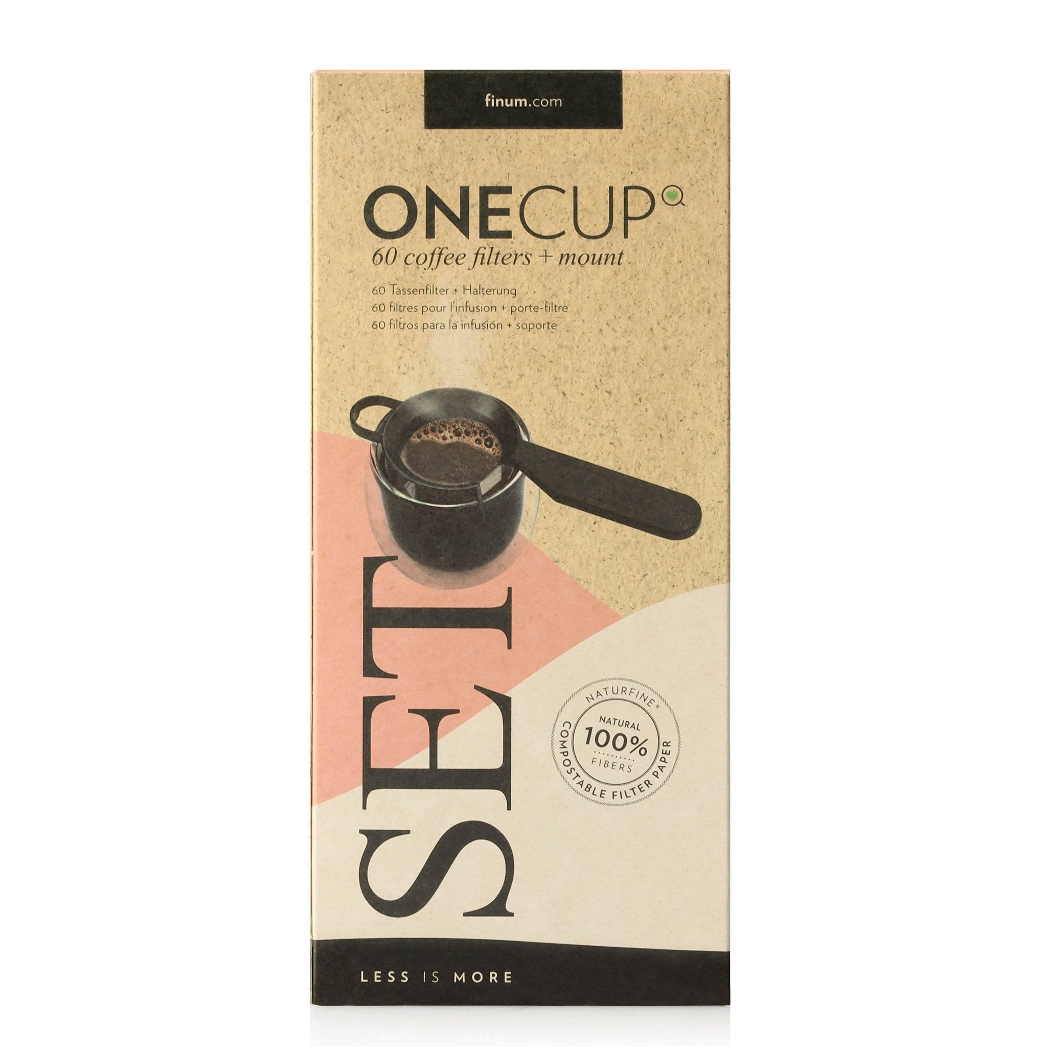 One Cup Coffee Brewer Set, 60 Paper Filters and 1 Cup Mount | Finum - Something's Brewing